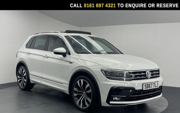 Used 2017 WHITE VOLKSWAGEN TIGUAN SUV 2.0 TDI R-Line SUV 5dr Diesel DSG Euro 6 (s/s) (150 ps) (reg. 2017-12-21) for sale in Manchester