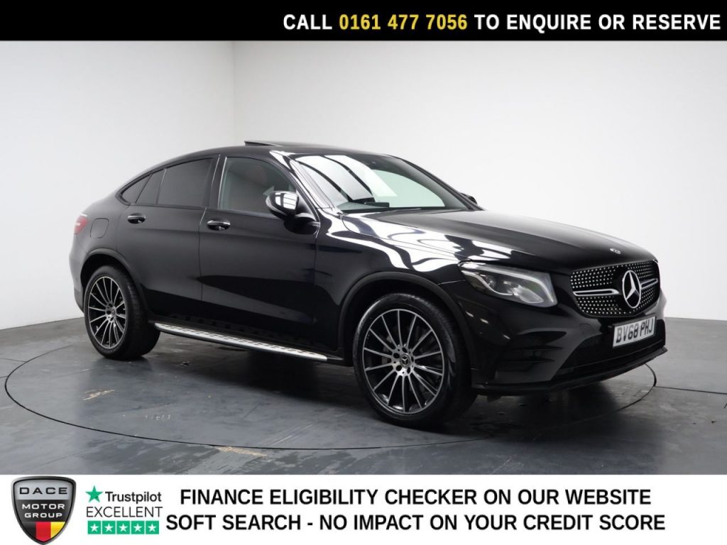 Used 2018 BLACK MERCEDES-BENZ GLC SUV 2.1 GLC220d AMG Line (Premium Plus) Coupe 5dr Diesel G-Tronic+ 4MATIC Euro 6 (s/s) (170 ps) (reg. 2018-09-01) for sale in Stockport
