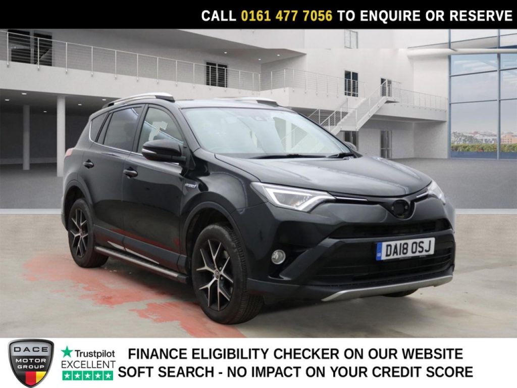 Used 2018 BLACK TOYOTA RAV4 SUV 2.5 VVT-h Design SUV 5dr Petrol Hybrid CVT Euro 6 (s/s) (197 ps) (reg. 2018-05-31) for sale in Stockport