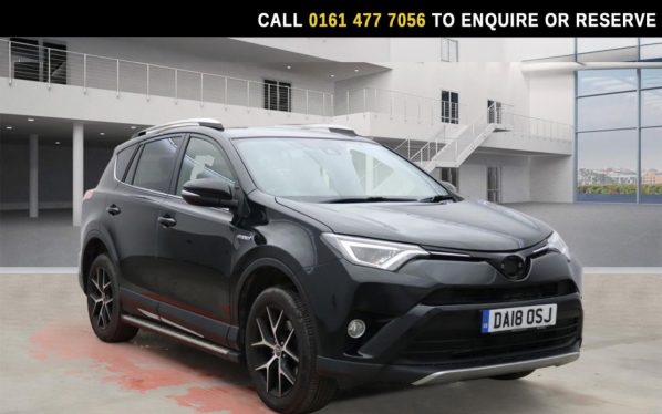 Used 2018 BLACK TOYOTA RAV4 SUV 2.5 VVT-h Design SUV 5dr Petrol Hybrid CVT Euro 6 (s/s) (197 ps) (reg. 2018-05-31) for sale in Stockport