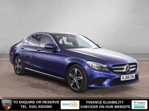 Used 2018 BLUE MERCEDES-BENZ C-CLASS Saloon 1.5 C200 MHEV EQ Boost Sport (Premium Plus) Saloon 4dr Petrol G-Tronic+ Euro 6 (s/s) (198 ps) (reg. 2018-12-31) for sale in Altrincham