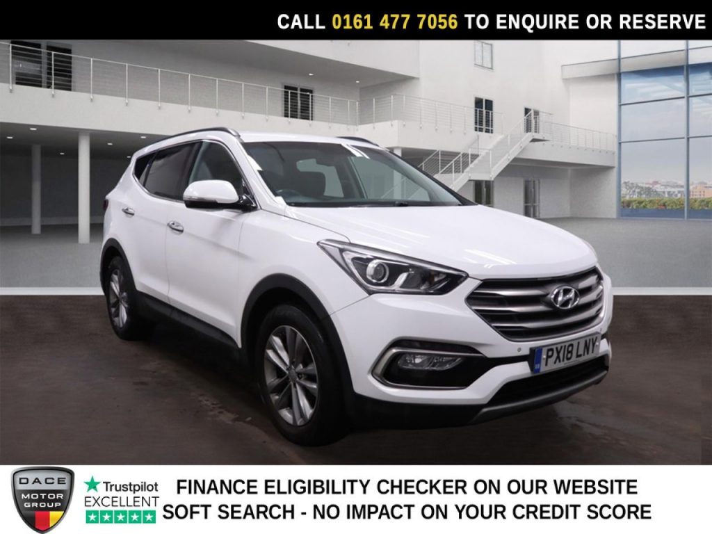 Used 2018 WHITE HYUNDAI SANTA FE SUV 2.2 CRDi Blue Drive Premium SUV 5dr Diesel Auto 4WD Euro 6 (s/s) (200 ps) (reg. 2018-03-09) for sale in Stockport