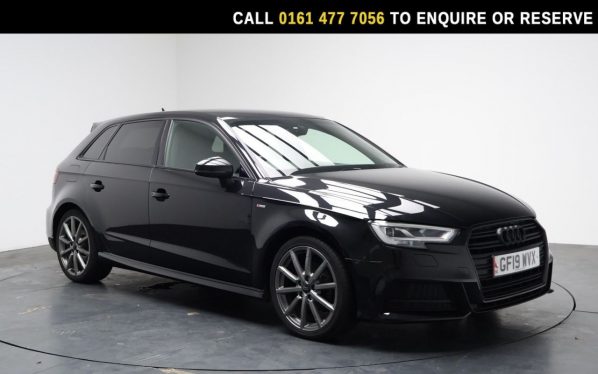 Used 2019 BLACK AUDI A3 Hatchback 1.5 TFSI CoD 35 Black Edition Sportback 5dr Petrol S Tronic Euro 6 (s/s) (150 ps) (reg. 2019-03-31) for sale in Stockport