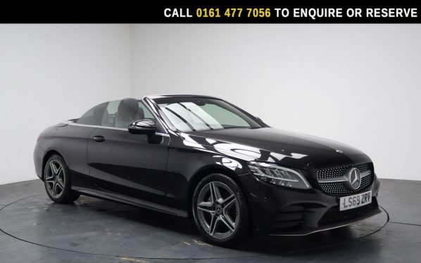 Used 2019 BLACK MERCEDES-BENZ C CLASS Convertible 1.5 C200 MHEV AMG Line Cabriolet 2dr Petrol G-Tronic+ Euro 6 (s/s) (198 ps) (reg. 2019-09-30) for sale in Stockport