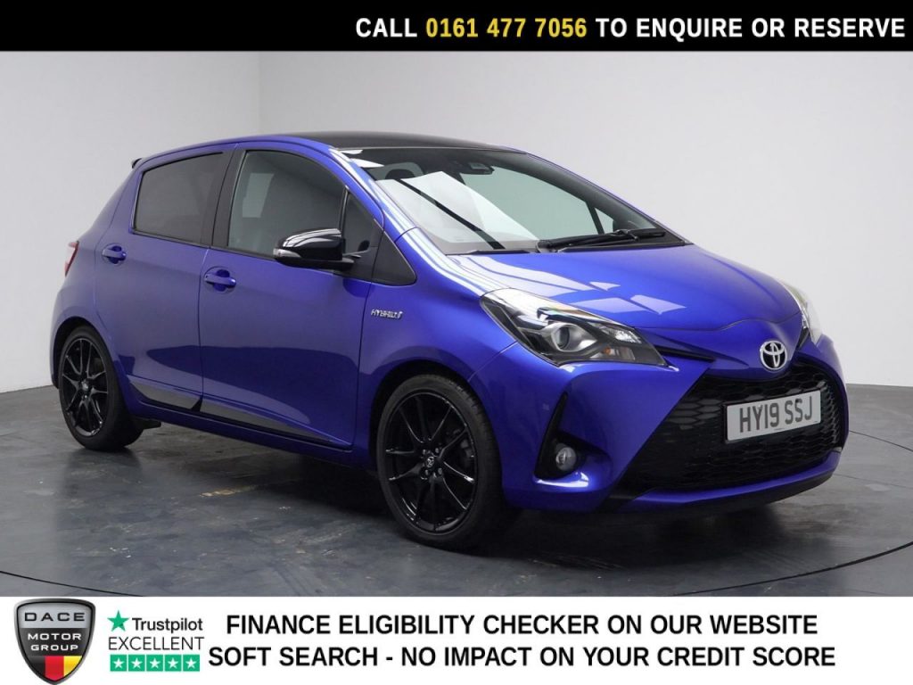 Used 2019 BLUE TOYOTA YARIS Hatchback 1.5 VVT-h GR SPORT Hatchback 5dr Petrol Hybrid E-CVT Euro 6 (s/s) (100 ps) (reg. 2019-06-19) for sale in Stockport