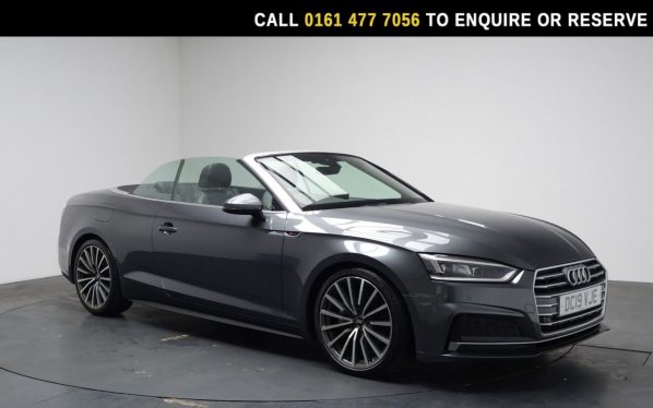 Used 2019 GREY AUDI A5 CABRIOLET Convertible 2.0 TDI 40 S line Convertible 2dr Diesel S Tronic Euro 6 (s/s) (190 ps) (reg. 2019-06-27) for sale in Stockport
