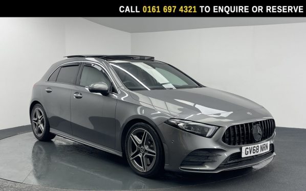 Used 2019 GREY MERCEDES-BENZ A-CLASS Hatchback 2.0 A250 AMG Line (Premium Plus) Hatchback 5dr Petrol 7G-DCT Euro 6 (s/s) (224 ps) (reg. 2019-01-10) for sale in Manchester