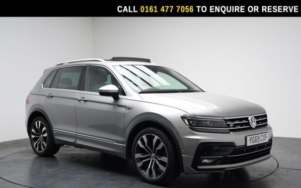 Used 2019 SILVER VOLKSWAGEN TIGUAN SUV 2.0 TDI R-Line Tech SUV 5dr Diesel Manual Euro 6 (s/s) (150 ps) (reg. 2019-10-07) for sale in Stockport