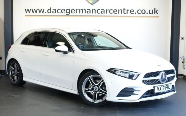 Used 2019 WHITE MERCEDES-BENZ A-CLASS Hatchback 1.3 A180 AMG Line (Executive) Hatchback 5dr Petrol Manual Euro 6 (s/s) (136 ps) (reg. 2019-03-21) for sale in Altrincham