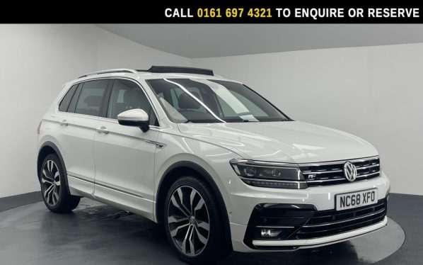 Used 2019 WHITE VOLKSWAGEN TIGUAN SUV 2.0 TDI R-Line SUV 5dr Diesel DSG 4Motion Euro 6 (s/s) (150 ps) (reg. 2019-01-31) for sale in Manchester