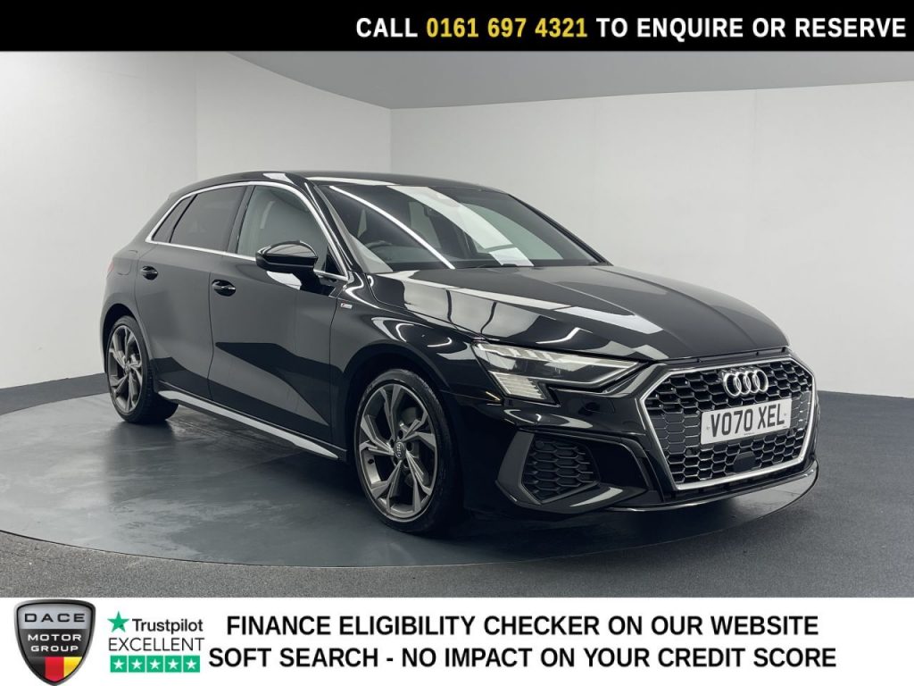Used 2020 BLACK AUDI A3 Hatchback 1.5 TFSI 35 S line Sportback 5dr Petrol Manual Euro 6 (s/s) (150 ps) (reg. 2020-09-08) for sale in Manchester