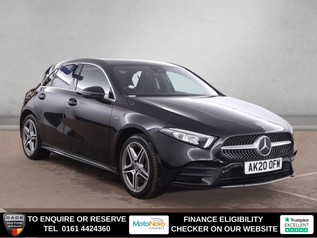 Used 2020 BLACK MERCEDES-BENZ A-CLASS Hatchback 1.3 A250e 15.6kWh AMG Line (Executive) Hatchback 5dr Petrol Plug-in Hybrid 8G-DCT Euro 6 (s/s) (218 ps) (reg. 2020-03-24) for sale in Altrincham