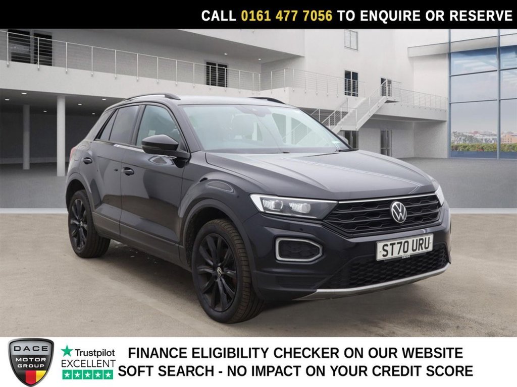 Used 2020 BLACK VOLKSWAGEN T-ROC SUV 1.5 TSI EVO Black Edition SUV 5dr Petrol Manual Euro 6 (s/s) (150 ps) (reg. 2020-12-07) for sale in Stockport