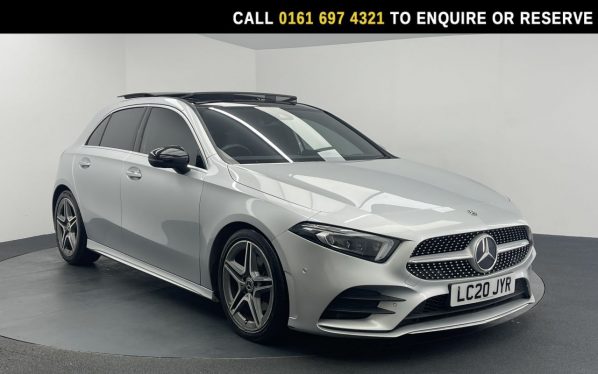 Used 2020 SILVER MERCEDES-BENZ A-CLASS Hatchback 1.3 A200 AMG Line (Premium Plus 2) Hatchback 5dr Petrol 7G-DCT Euro 6 (s/s) (163 ps) (reg. 2020-07-01) for sale in Manchester