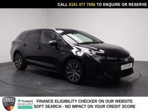 Used 2021 BLACK TOYOTA COROLLA Estate 1.8 VVT-h GPF Design Touring Sports 5dr Petrol Hybrid CVT Euro 6 (s/s) (122 ps) (reg. 2021-10-21) for sale in Stockport