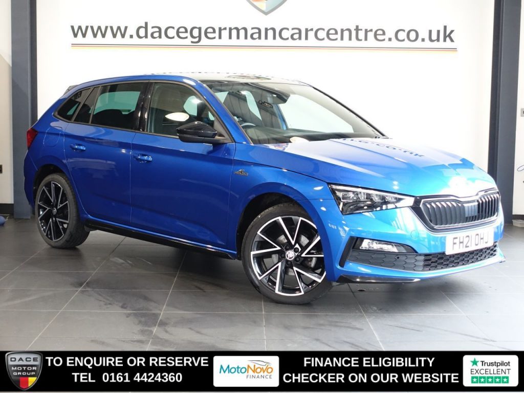 Used 2021 BLUE SKODA SCALA Hatchback 1.0 TSI Monte Carlo Hatchback 5dr Petrol DSG Euro 6 (s/s) (110 ps) (reg. 2021-07-30) for sale in Altrincham