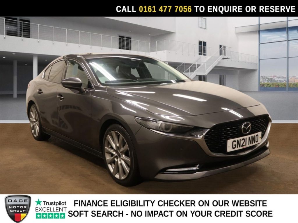 Used 2021 GREY MAZDA MAZDA3 Saloon 2.0 e-SKYACTIV-X MHEV GT Sport Saloon 4dr Petrol Manual Euro 6 (s/s) (186 ps) (reg. 2021-07-31) for sale in Stockport