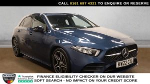 Used 2022 BLUE MERCEDES-BENZ A-CLASS Hatchback 1.3 A200 AMG Line (Executive) Hatchback 5dr Petrol 7G-DCT Euro 6 (s/s) (163 ps) (reg. 2022-07-25) for sale in Manchester