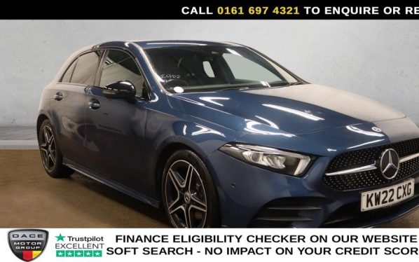 Used 2022 BLUE MERCEDES-BENZ A-CLASS Hatchback 1.3 A200 AMG Line (Executive) Hatchback 5dr Petrol 7G-DCT Euro 6 (s/s) (163 ps) (reg. 2022-07-25) for sale in Manchester