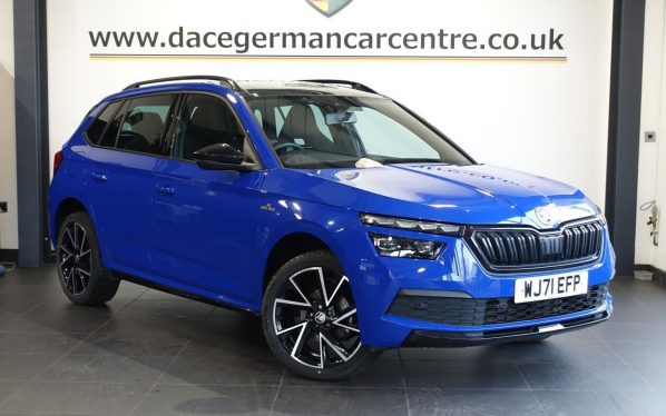 Used 2022 BLUE SKODA KAMIQ SUV 1.0 TSI Monte Carlo SUV 5dr Petrol Manual Euro 6 (s/s) (110 ps) (reg. 2022-01-05) for sale in Altrincham