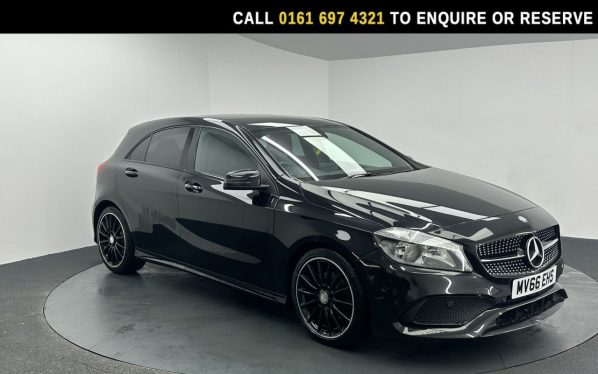 Used 2016 BLACK MERCEDES-BENZ A-CLASS Hatchback 1.6 A180 AMG Line (Executive) Hatchback 5dr Petrol Manual Euro 6 (s/s) (122 ps) (reg. 2016-09-27) for sale in Manchester
