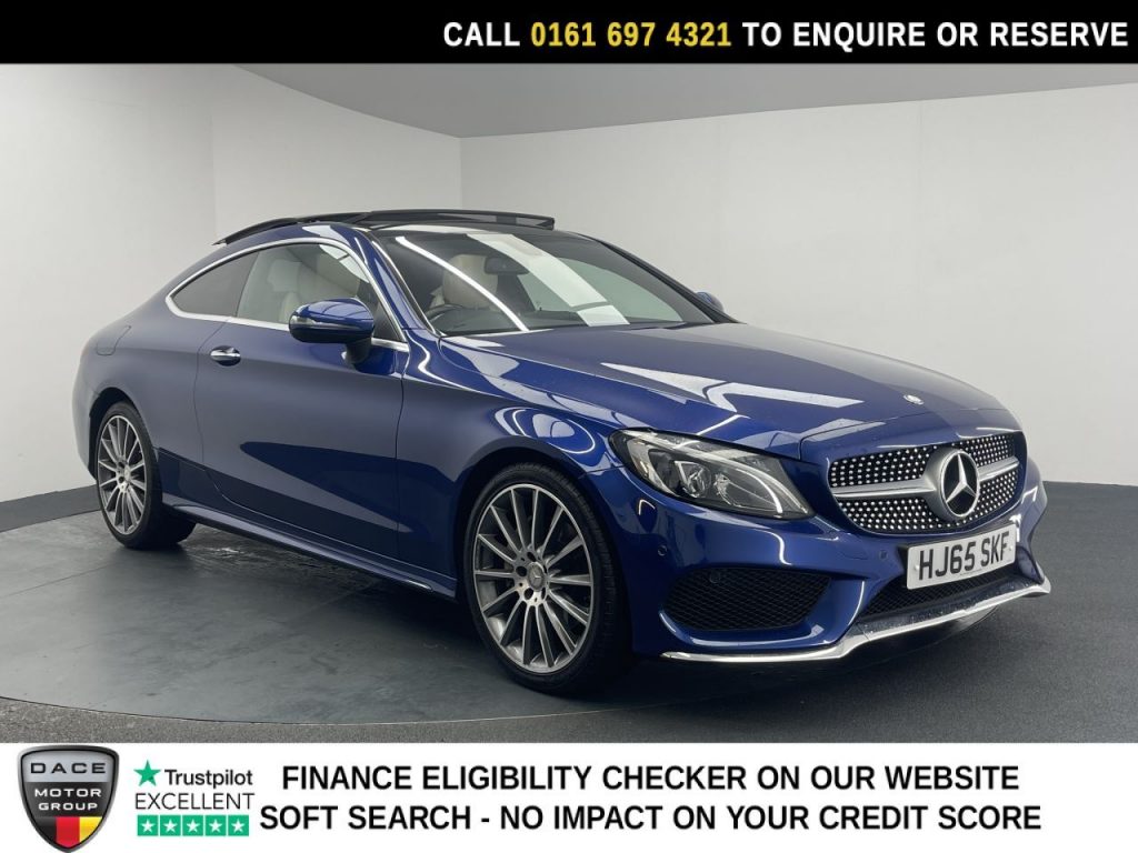 Used 2016 BLUE MERCEDES-BENZ C-CLASS Coupe 2.0 C200 AMG Line (Premium) Coupe 2dr Petrol 7G-Tronic+ Euro 6 (s/s) (184 ps) (reg. 2016-01-20) for sale in Manchester