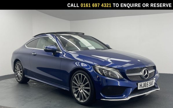 Used 2016 BLUE MERCEDES-BENZ C-CLASS Coupe 2.0 C200 AMG Line (Premium) Coupe 2dr Petrol 7G-Tronic+ Euro 6 (s/s) (184 ps) (reg. 2016-01-20) for sale in Manchester