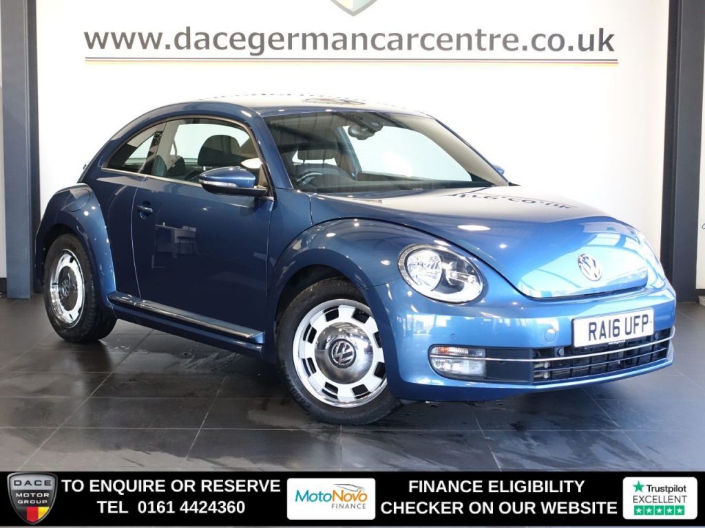 Used 2016 BLUE VOLKSWAGEN BEETLE Hatchback 1.4 TSI BlueMotion Tech Design Hatchback 3dr Petrol Manual Euro 6 (s/s) (150 ps) (reg. 2016-08-16) for sale in Altrincham
