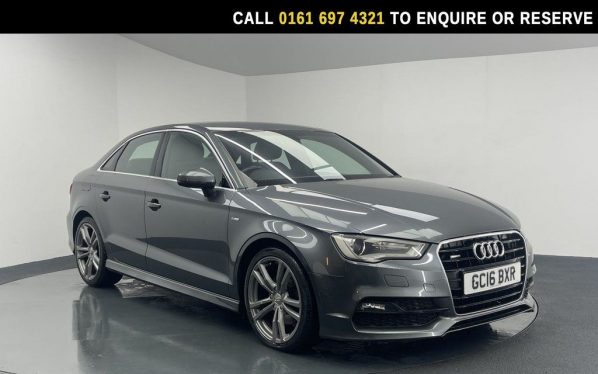Used 2016 GREY AUDI A3 Saloon 2.0 TDI S line Saloon 4dr Diesel S Tronic quattro Euro 6 (s/s) (Nav) (184 ps) (reg. 2016-06-30) for sale in Manchester