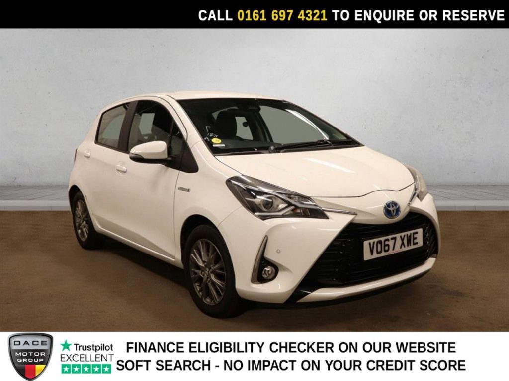 Used 2017 WHITE TOYOTA YARIS Hatchback 1.5 VVT-h Icon Tech Hatchback 5dr Petrol Hybrid E-CVT Euro 6 (s/s) (100 ps) (reg. 2017-11-16) for sale in Manchester