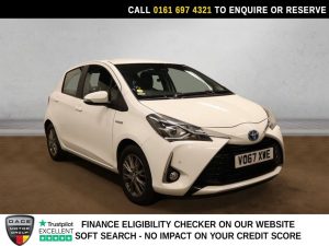Used 2017 WHITE TOYOTA YARIS Hatchback 1.5 VVT-h Icon Tech Hatchback 5dr Petrol Hybrid E-CVT Euro 6 (s/s) (100 ps) (reg. 2017-11-16) for sale in Manchester
