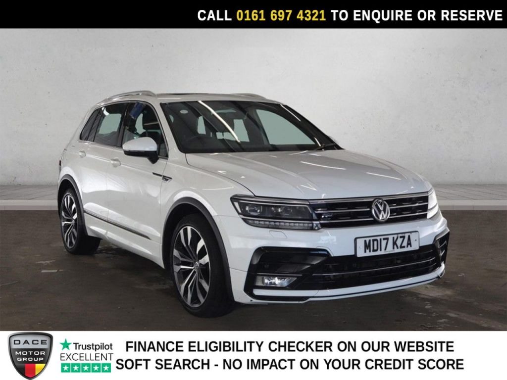Used 2017 WHITE VOLKSWAGEN TIGUAN SUV 2.0 TDI BlueMotion Tech R-Line SUV 5dr Diesel DSG 4Motion Euro 6 (s/s) (150 ps) (reg. 2017-07-12) for sale in Manchester