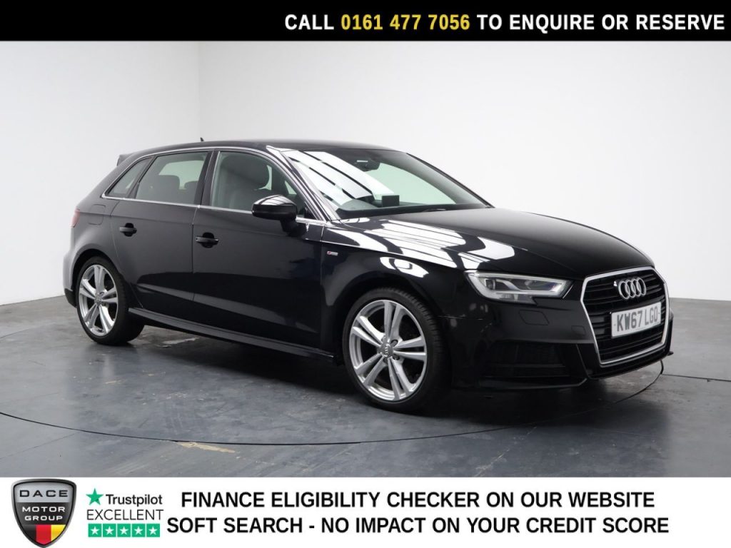 Used 2018 BLACK AUDI A3 Hatchback 2.0 TDI S line Sportback 5dr Diesel Manual Euro 6 (s/s) (150 ps) (reg. 2018-01-24) for sale in Stockport