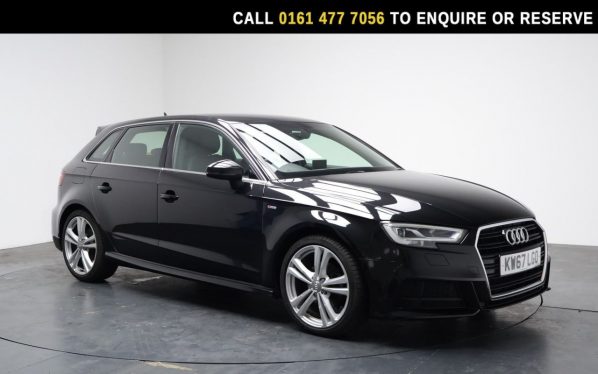 Used 2018 BLACK AUDI A3 Hatchback 2.0 TDI S line Sportback 5dr Diesel Manual Euro 6 (s/s) (150 ps) (reg. 2018-01-24) for sale in Stockport