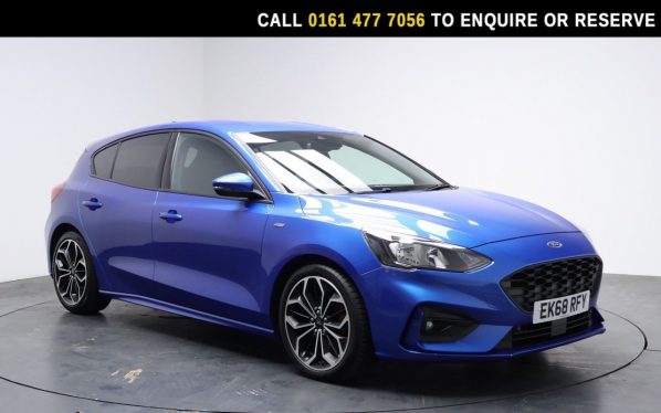 Used 2018 BLUE FORD FOCUS Hatchback 1.5T EcoBoost ST-Line X Hatchback 5dr Petrol Manual Euro 6 (s/s) (182 ps) (reg. 2018-10-08) for sale in Stockport