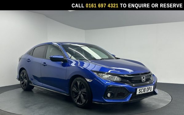Used 2018 BLUE HONDA CIVIC Hatchback 1.5 VTEC Turbo GPF Sport Hatchback 5dr Petrol Manual Euro 6 (s/s) (182 ps) (reg. 2018-08-11) for sale in Manchester