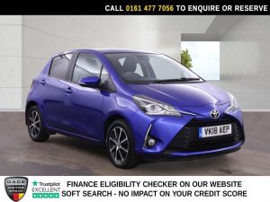 Used 2018 BLUE TOYOTA YARIS Hatchback 1.5 VVT-i Icon Tech Hatchback 5dr Petrol Manual Euro 6 (111 ps) (reg. 2018-03-26) for sale in Stockport