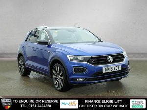 Used 2018 BLUE VOLKSWAGEN T-ROC SUV 1.5 TSI EVO R-Line SUV 5dr Petrol DSG Euro 6 (s/s) (150 ps) (reg. 2018-07-13) for sale in Altrincham
