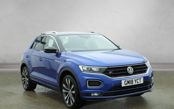 Used 2018 BLUE VOLKSWAGEN T-ROC SUV 1.5 TSI EVO R-Line SUV 5dr Petrol DSG Euro 6 (s/s) (150 ps) (reg. 2018-07-13) for sale in Altrincham