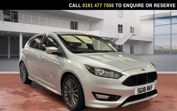 Used 2018 SILVER FORD FOCUS Hatchback 1.0T EcoBoost ST-Line Hatchback 5dr Petrol Manual Euro 6 (s/s) (140 ps) (reg. 2018-03-17) for sale in Stockport