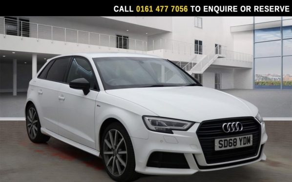 Used 2018 WHITE AUDI A3 Hatchback 1.5 TFSI CoD 35 Black Edition Sportback 5dr Petrol S Tronic Euro 6 (s/s) (150 ps) (reg. 2018-10-23) for sale in Stockport