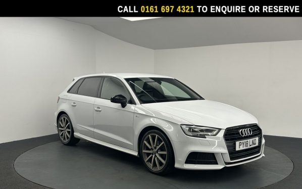 Used 2018 WHITE AUDI A3 Hatchback 1.5 TFSI CoD Black Edition Sportback 5dr Petrol Manual Euro 6 (s/s) (150 ps) (reg. 2018-07-20) for sale in Manchester