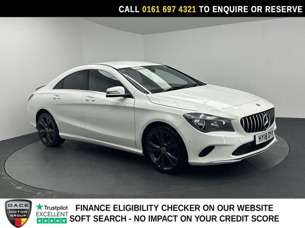 Used 2018 WHITE MERCEDES-BENZ CLA Saloon 1.6 CLA180 Sport Coupe 4dr Petrol Manual Euro 6 (s/s) (122 ps) (reg. 2018-07-02) for sale in Manchester