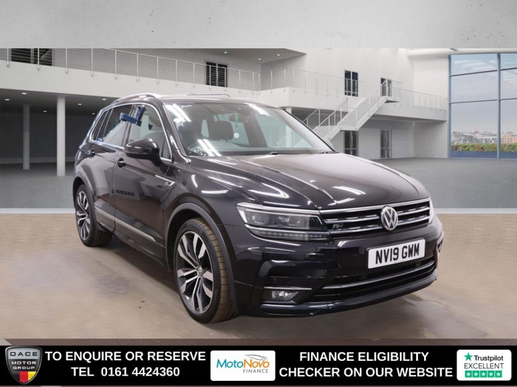 Used 2019 BLACK VOLKSWAGEN TIGUAN SUV 2.0 TDI R-Line SUV 5dr Diesel Manual Euro 6 (s/s) (150 ps) (reg. 2019-03-19) for sale in Altrincham