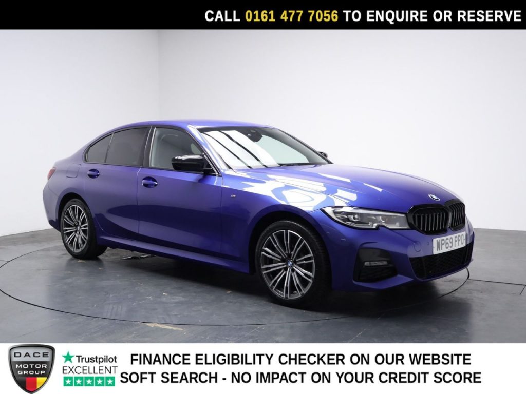 Used 2019 BLUE BMW 3 SERIES Saloon 2.0 330e 12kWh M Sport Saloon 4dr Petrol Plug-in Hybrid Auto Euro 6 (s/s) (292 ps) (reg. 2019-12-27) for sale in Stockport