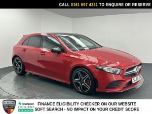 Used 2019 RED MERCEDES-BENZ A-CLASS Hatchback 2.0 A35 AMG (Executive) Hatchback 5dr Petrol SpdS DCT 4MATIC Euro 6 (s/s) (306 ps) (reg. 2019-12-27) for sale in Manchester