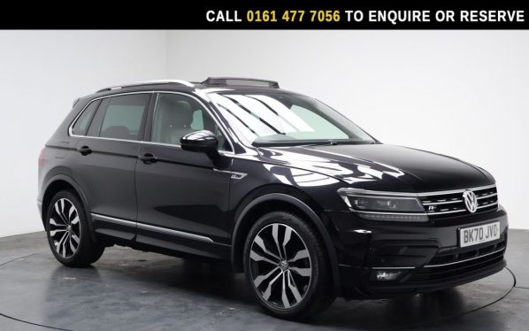 Used 2020 BLACK VOLKSWAGEN TIGUAN SUV 2.0 TDI R-Line Tech SUV 5dr Diesel DSG Euro 6 (s/s) (150 ps) (reg. 2020-09-25) for sale in Stockport