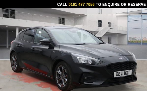 Used 2021 BLACK FORD FOCUS Hatchback 1.0T EcoBoost ST-Line Hatchback 5dr Petrol Auto Euro 6 (s/s) (125 ps) (reg. 2021-10-27) for sale in Stockport