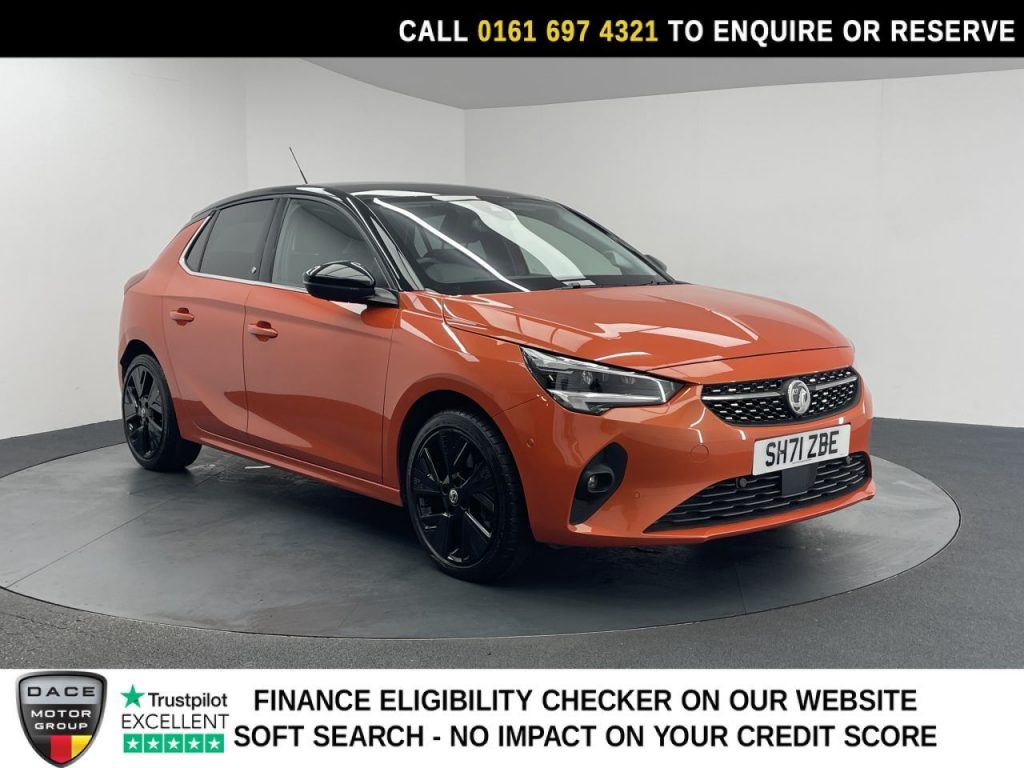 Used 2021 ORANGE VAUXHALL Corsa Electric Hatchback 50kWh Elite Premium Hatchback 5dr Electric Auto (136 ps) (reg. 2021-12-21) for sale in Manchester