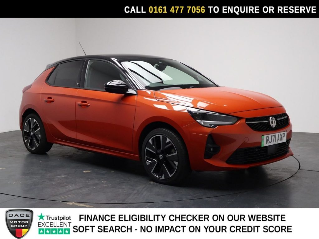 Used 2021 ORANGE VAUXHALL Corsa Electric Hatchback 50kWh SRi Nav Premium Hatchback 5dr Electric Auto (7.4Kw Charger) (136 ps) (reg. 2021-11-30) for sale in Stockport